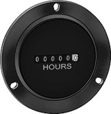 Round Quartz Hour Meter, 10-80 V DC, 3 Hole Flange